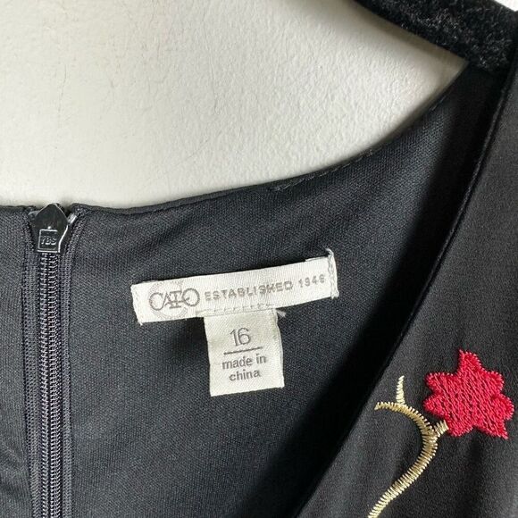 Women’s boho embroidered black chiffon fit flare cocktail plus size 16 dress - Picture 3 of 10